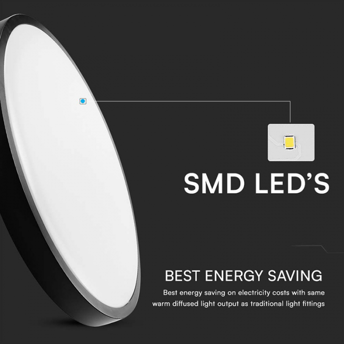 Plafoniera LED, 30W, IP44, cu senzor, 4000K, alb neutru, negru, V-TAC, SKU-76711 [8]