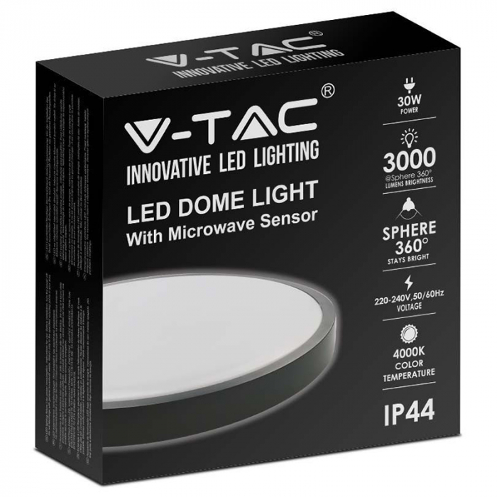 Plafonieră led 30w IP44 cu senzor 4000k alb neutru - negru [3]