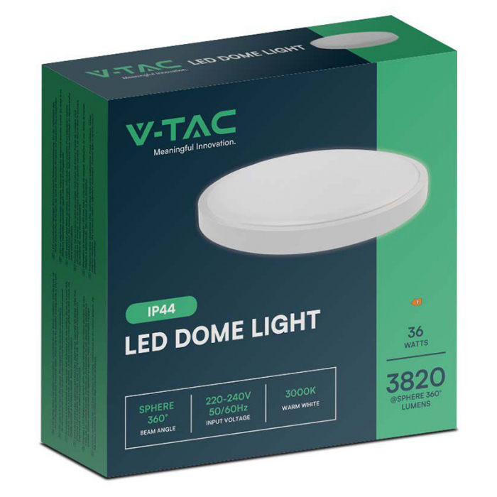 Plafoniera LED, 36W, IP44, 6500K, alb rece, alb, V-TAC SKU-76231 [3]