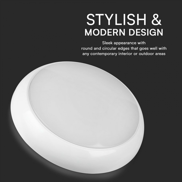 Plafoniera LED cu emergenta si senzor 8W/16W/20W (3in1 3000k-4000k-6500k)  IP65 alb IK08 V-TAC SKU-812-24 [14]
