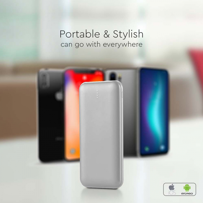 POWER BANK 10000MAH CU CABLU 30CM TIP C - ARGINTIU [8]
