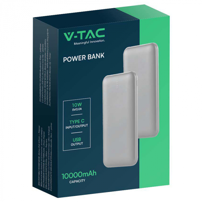 POWER BANK 10000MAH CU CABLU 30CM TIP C - ARGINTIU [4]