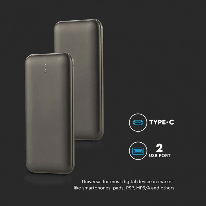 POWER BANK 10000MAH CU CABLU 30CM TIP C - GRI ANTRACIT [6]