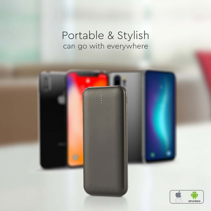 POWER BANK 10000MAH CU CABLU 30CM TIP C - GRI ANTRACIT [8]