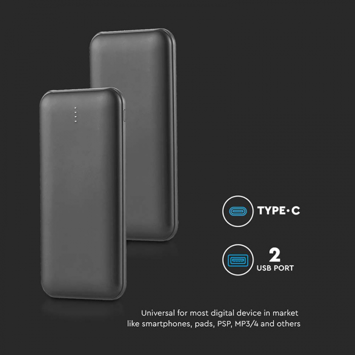 POWER BANK 10000MAH CU CABLU 30CM TIP C - NEGRU [6]