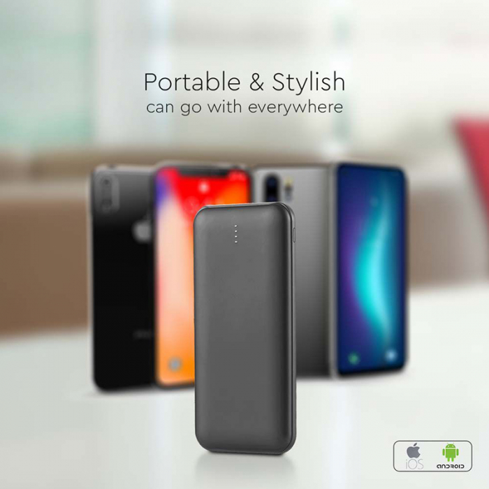 POWER BANK 10000MAH CU CABLU 30CM TIP C - NEGRU [8]