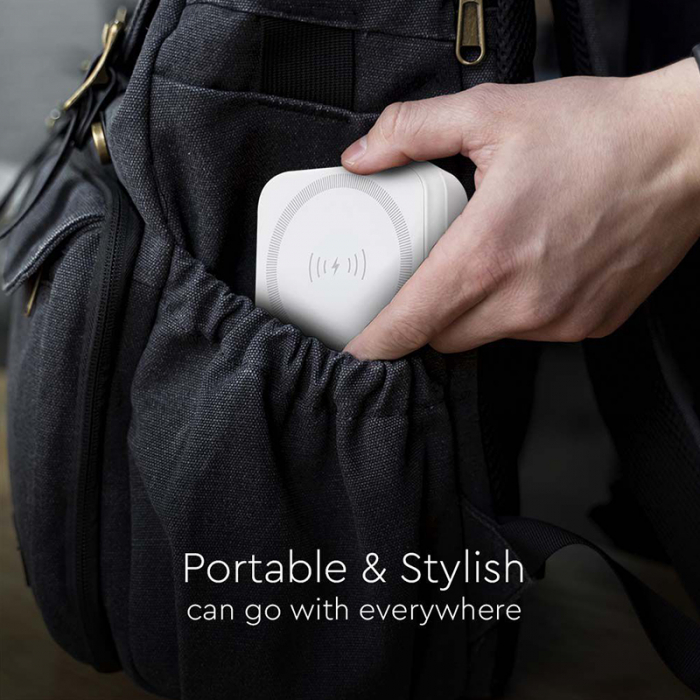 POWER BANK 10000MAH CU INEL MAGNETIC INCARCARE WIRELESS - ALB [13]