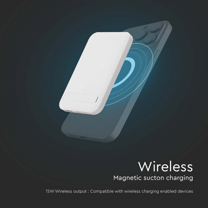 POWER BANK 10000MAH CU INEL MAGNETIC INCARCARE WIRELESS - ALB [3]