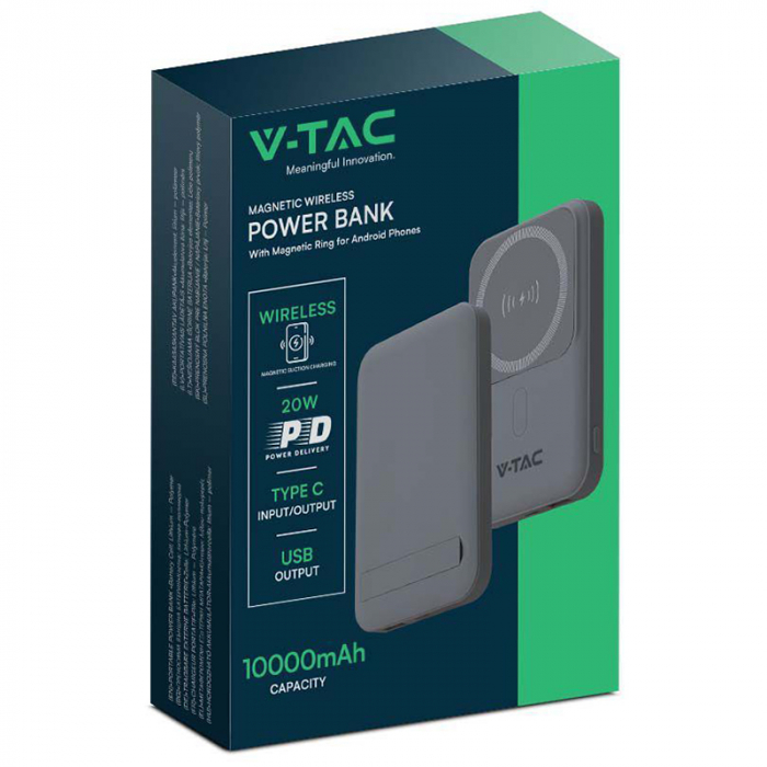 POWER BANK 10000MAH CU INEL MAGNETIC INCARCARE WIRELESS - GRI [10]