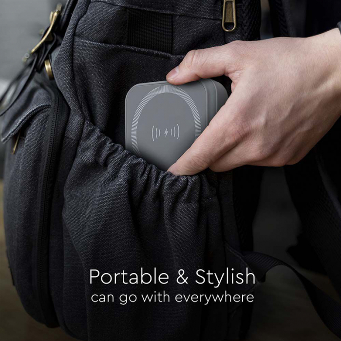 POWER BANK 10000MAH CU INEL MAGNETIC INCARCARE WIRELESS - GRI [13]