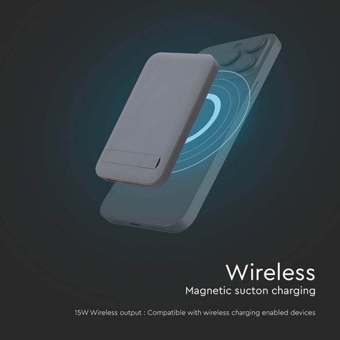 POWER BANK 10000MAH CU INEL MAGNETIC INCARCARE WIRELESS - GRI [3]