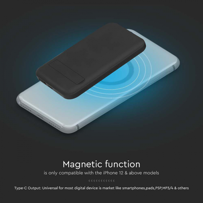 POWER BANK 10000MAH CU INEL MAGNETIC INCARCARE WIRELESS - NEGRU [4]