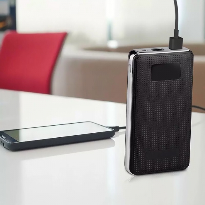 POWER BANK 10000MAH PIELE/CROM - NEGRU [9]