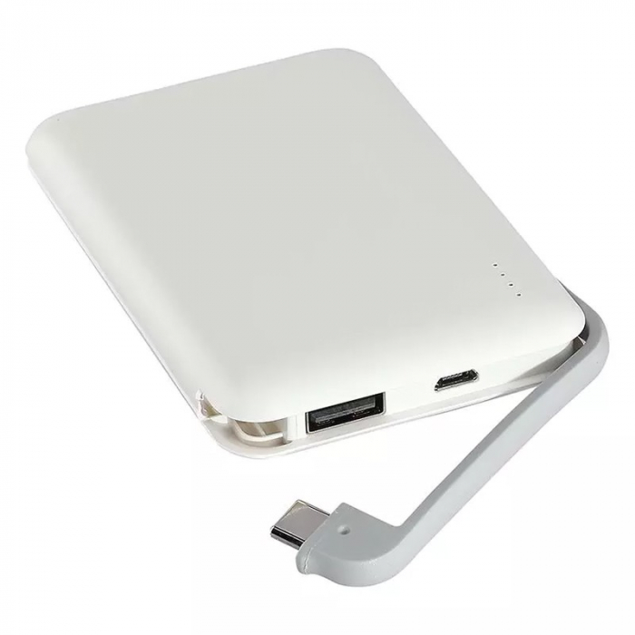 POWER BANK 5000MAH CABLU INCORPORAT - ALB [4]