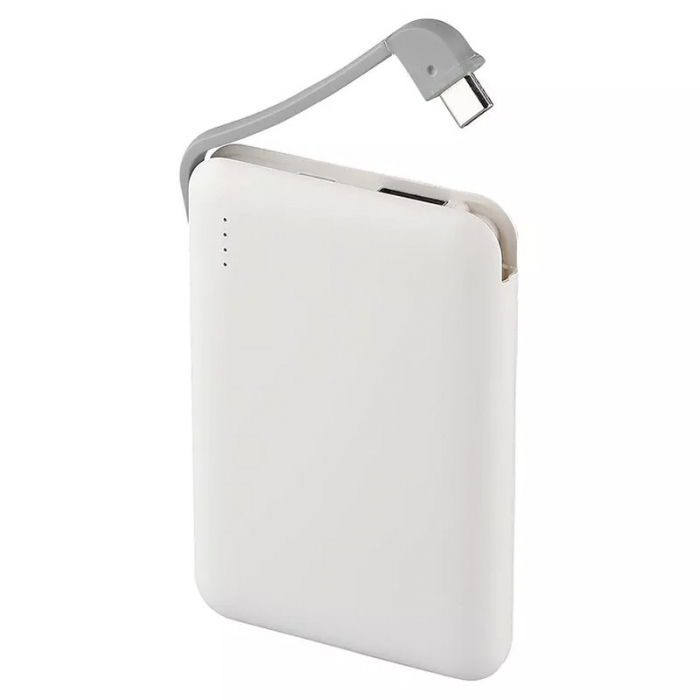 POWER BANK 5000MAH CABLU INCORPORAT - ALB [3]