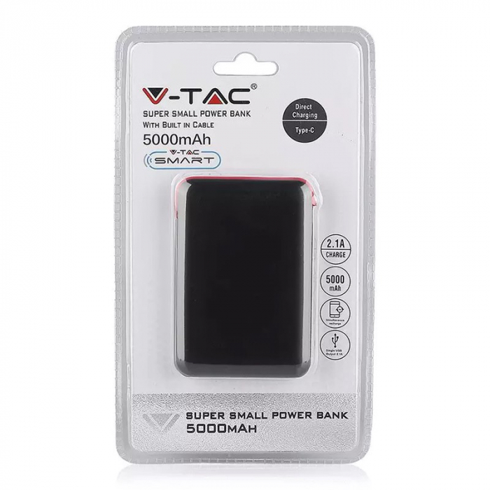 POWER BANK 5000MAH CABLU INCORPORAT - NEGRU [4]