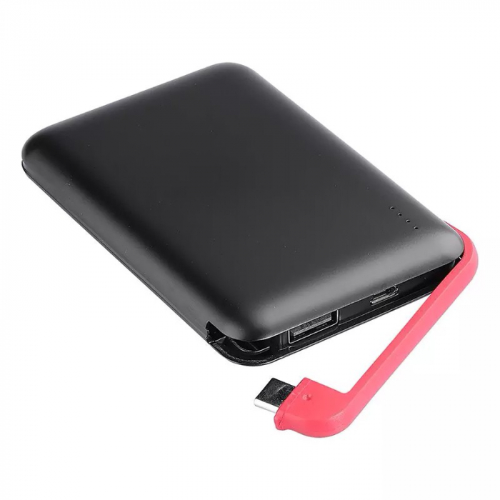 POWER BANK 5000MAH CABLU INCORPORAT - NEGRU [3]