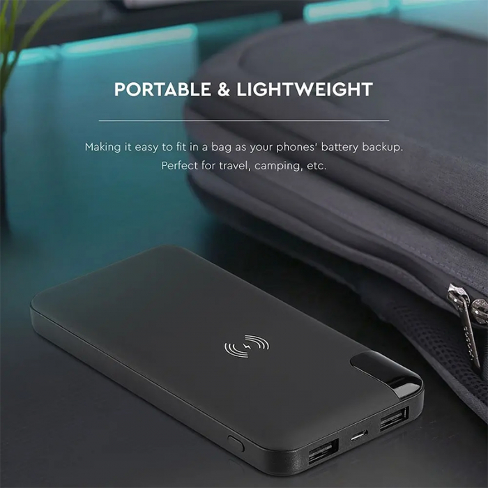 Power bank 8000mah incarcare wireless model stand negru V-tac [5]