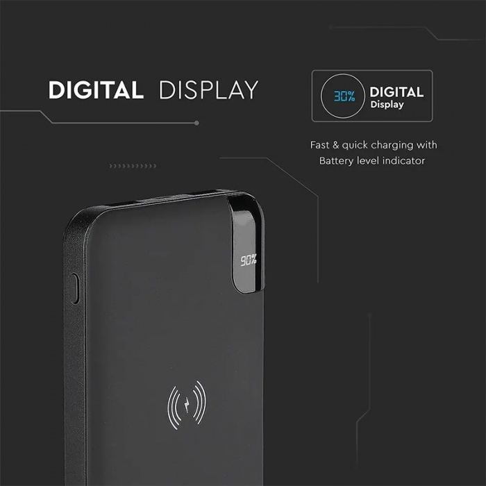 Power bank 8000mah incarcare wireless model stand negru V-tac [16]