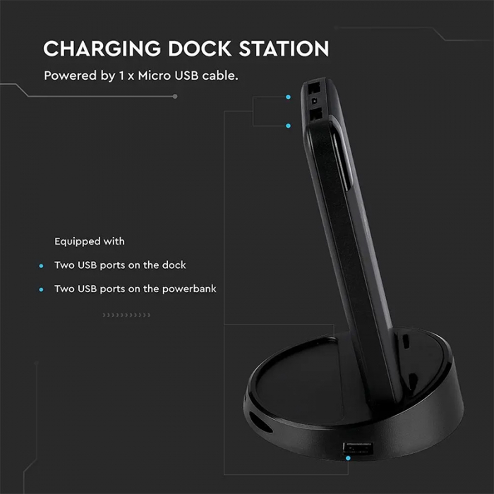 Power bank 8000mah incarcare wireless model stand negru V-tac [3]