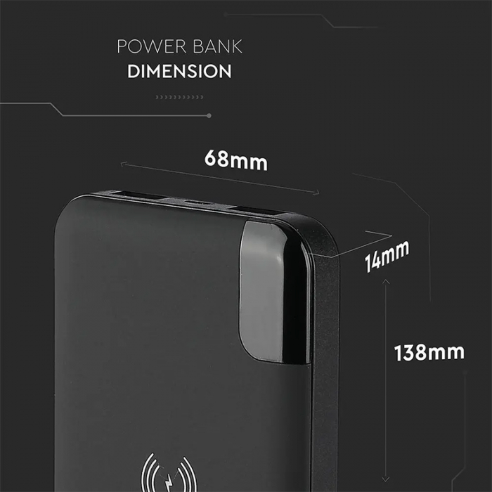 Power bank 8000mah incarcare wireless model stand negru V-tac [15]