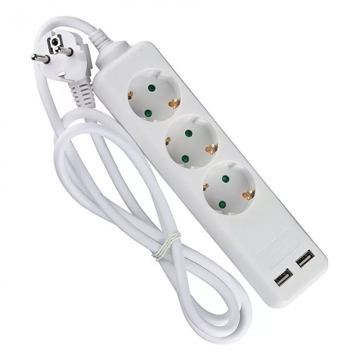 PRELUNGITOR 3 CAI + 2USB 1.5M(3G1.5MM2) ALB [5]