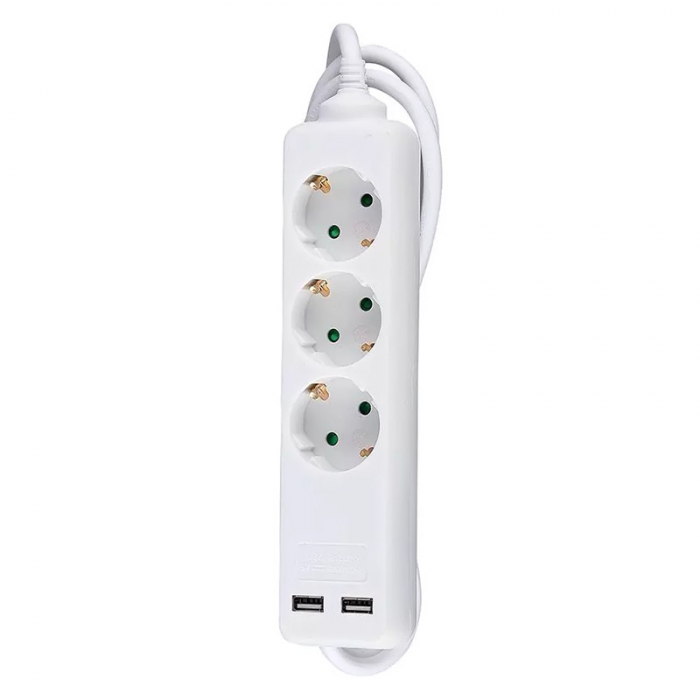 PRELUNGITOR 3 CAI + 2USB 1.5M(3G1.5MM2) ALB [4]