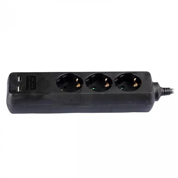 PRELUNGITOR 3 CAI + 2USB 1.5M(3G1.5MM2) NEGRU [4]