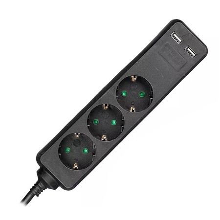 PRELUNGITOR 3 CAI + 2USB 1.5M(3G1.5MM2) NEGRU [1]