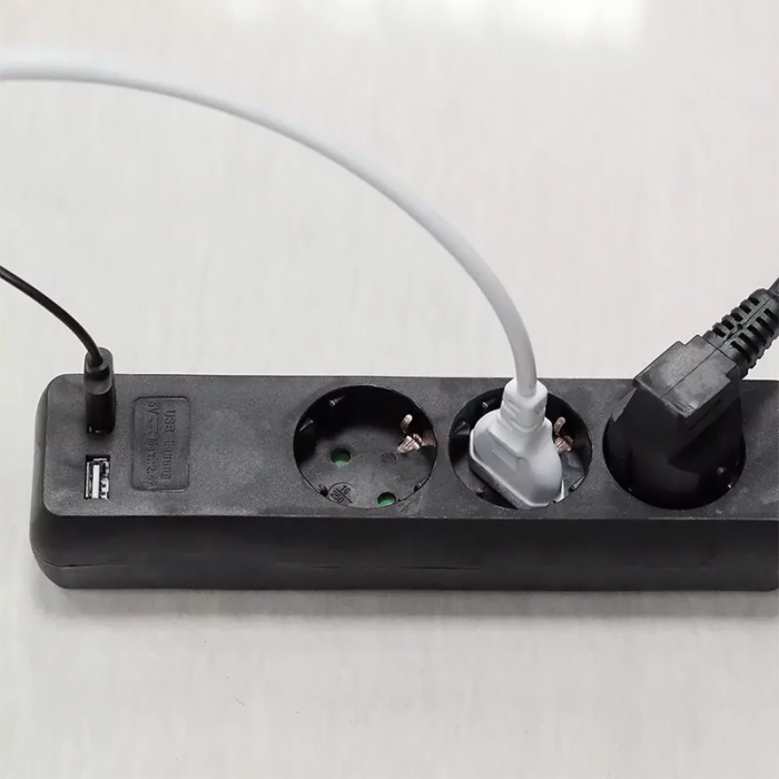 PRELUNGITOR 3 CAI + 2USB 5M(3G1.5MM2) NEGRU [6]