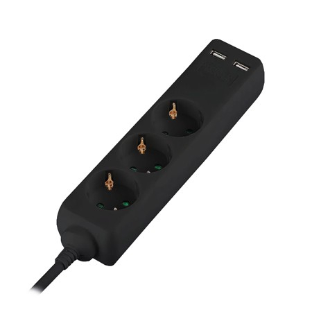 PRELUNGITOR 3 CAI + 2USB 5M(3G1.5MM2) NEGRU [1]