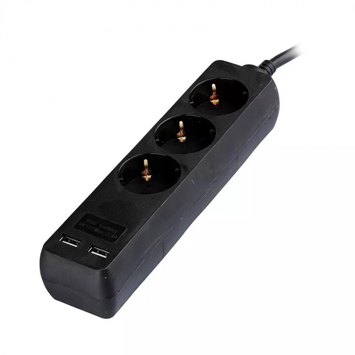PRELUNGITOR 3 CAI + 2USB 5M(3G1.5MM2) NEGRU [3]