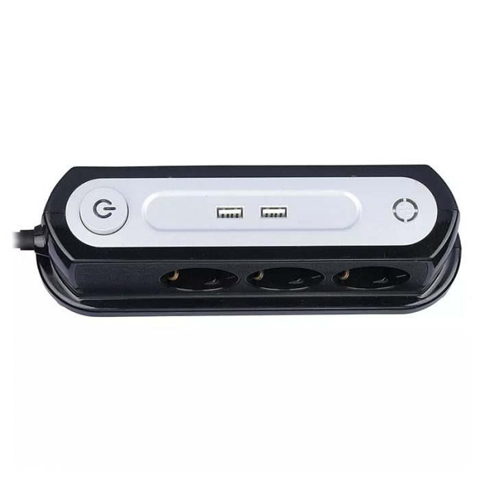 PRELUNGITOR 3CAI + 2USB 1.4M (3G1.5MM2) - NEGRU [3]