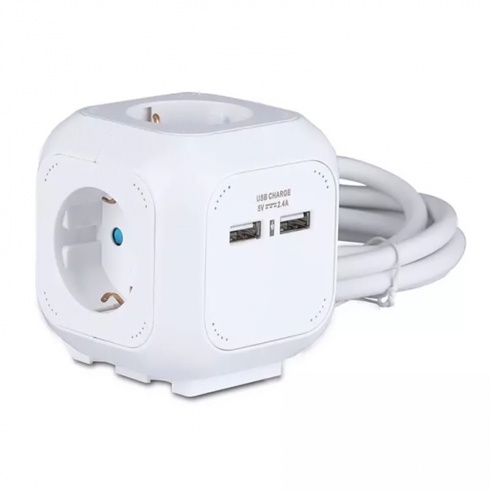 PRELUNGITOR CUBIC 3X1.5MM 1.4M 4 CAI 16A + 2 USB 2.1A [2]
