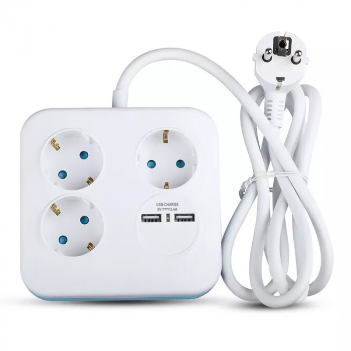 PRELUNGITOR CUBIC 3X1.5MM 1.4M 4 CAI 16A + 2 USB 2.1A [4]