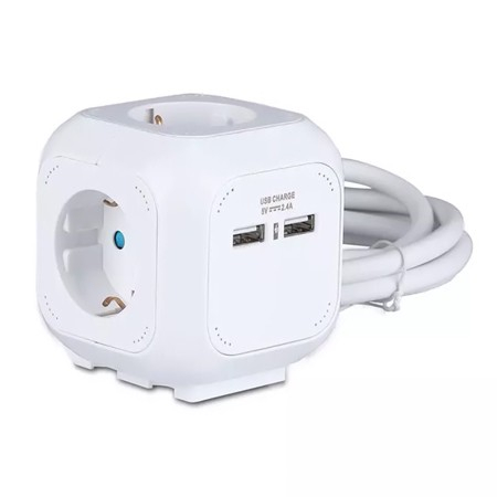 PRELUNGITOR CUBIC 3X1.5MM 1.4M 4 CAI 16A + 2 USB 2.1A [1]