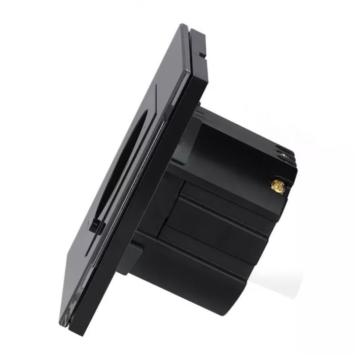 PRIZA SMART SIMPLA 16A CU RAMA DIN STICLA , NEGRU [3]
