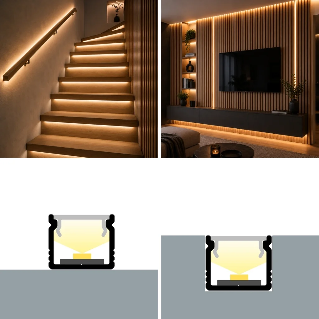 Profil aluminiu slim aplicat 2 m pentru bandă LED, 12x10mm Capac mat [3]
