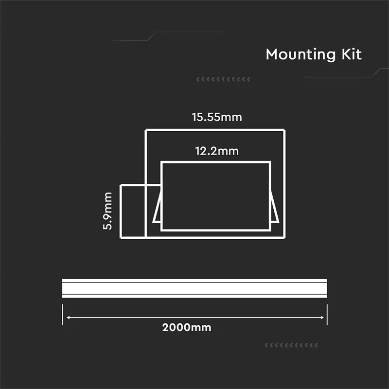 Profil Aluminiu Aplicat pentru Bandă LED, 2m, 15.55mm x 5.9mm, capac mat, corp argintiu [5]