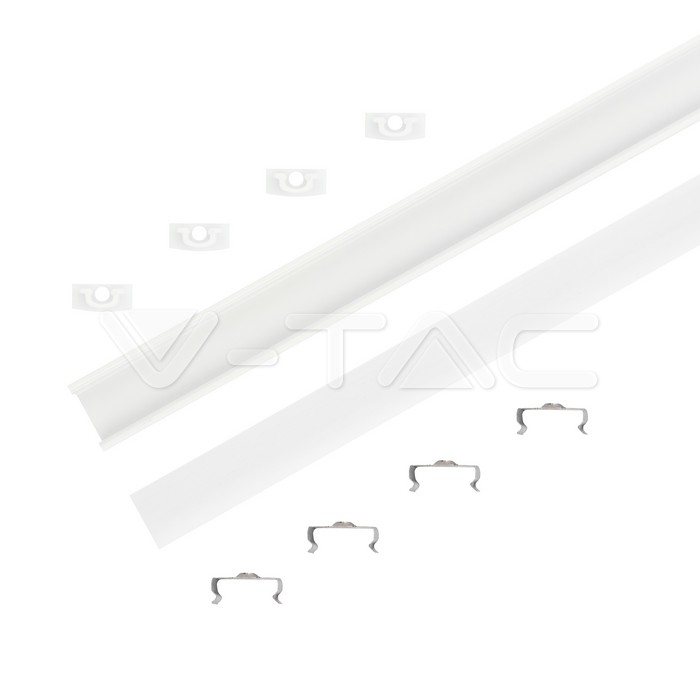 Profil aluminiu aplicat pentru banda led 2metri, 17.4mm x 7mm, Capac Mat, Corp Albv V-TAC 3365 [2]