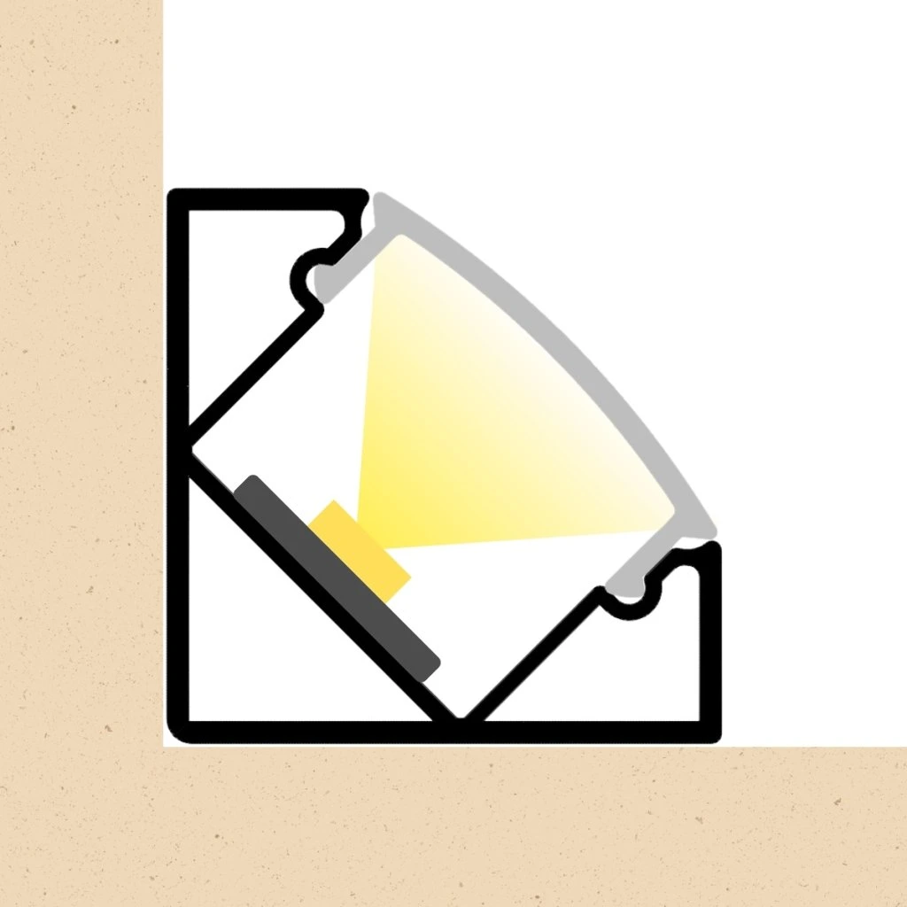 Profil Aluminiu de colț AURIU / CHAMPAGNE, aplicat pentru bandă LED  2m [4]