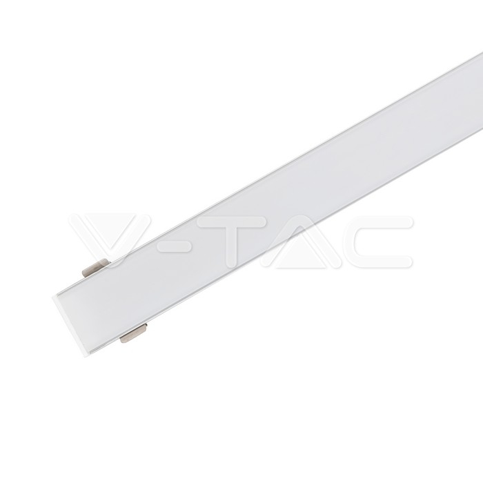 Profil Aluminiu Lat, Aplicat pentru Bandă LED, 2m, 23.5mm x 10mm, corp argintiu, capac mat, V-TAC, SKU-3352 [1]