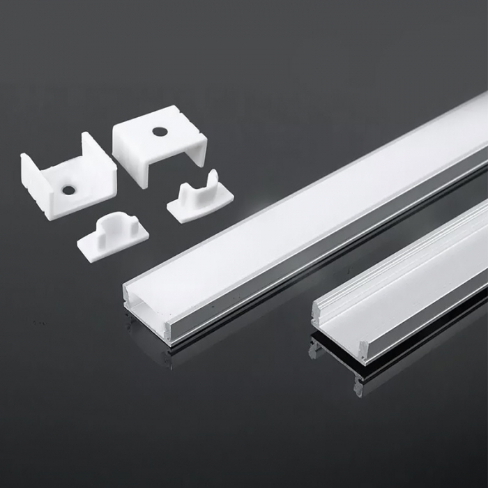 Profil Aluminiu Aplicat pentru Bandă LED, 2m, 17.4mm x 7mm, capac mat, corp argintiu, V-TAC, SKU-3355 [3]