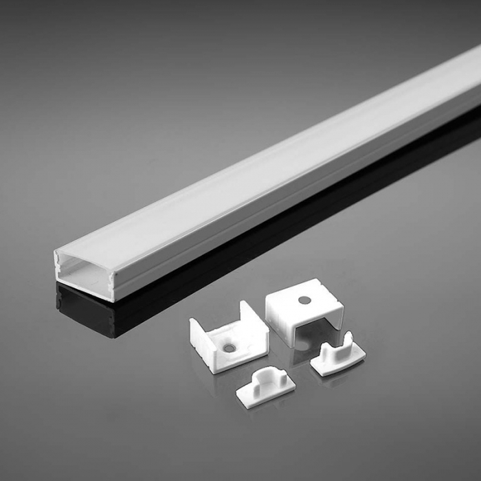 Profil aluminiu aplicat pentru banda led 2metri, 17.4mm x 7mm, Capac Mat, Corp Albv V-TAC 3365 [4]