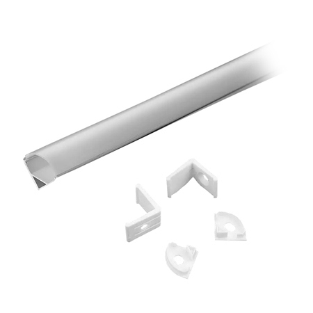 Profil Aluminiu Aplicat pe colț, pentru Bandă LED, 2m, 15.8mm x 15.8mm, corp argintiu, capac mat, V-TAC, SKU-3369 [1]