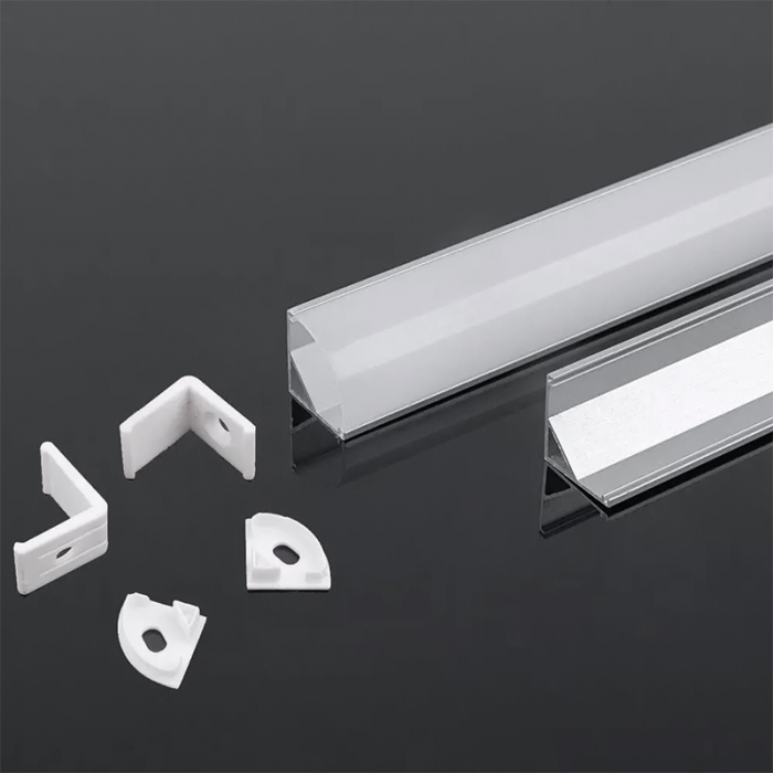 Profil Aluminiu Aplicat pe colt, pentru Bandă LED 2m, 15.8mm x 15.8mm, Corp Argintiu, Capac Mat, V-TAC [3]