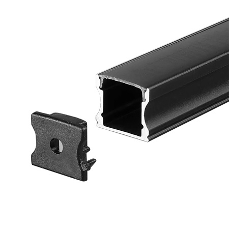 Profil Aluminiu Înalt, Aplicat pentru Bandă LED, 2m, 17.2mm x 14.4mm, corp negru, capac mat, V-TAC, SKU-2878 [1]