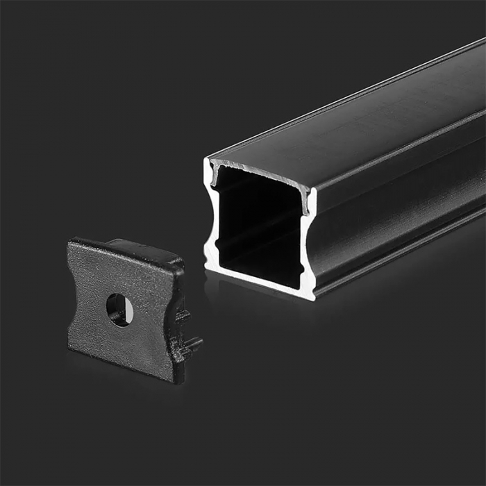 Profil Aluminiu Înalt, Aplicat pentru Bandă LED, 2m, 17.2mm x 14.4mm, corp negru, capac mat, V-TAC, SKU-2878 [3]