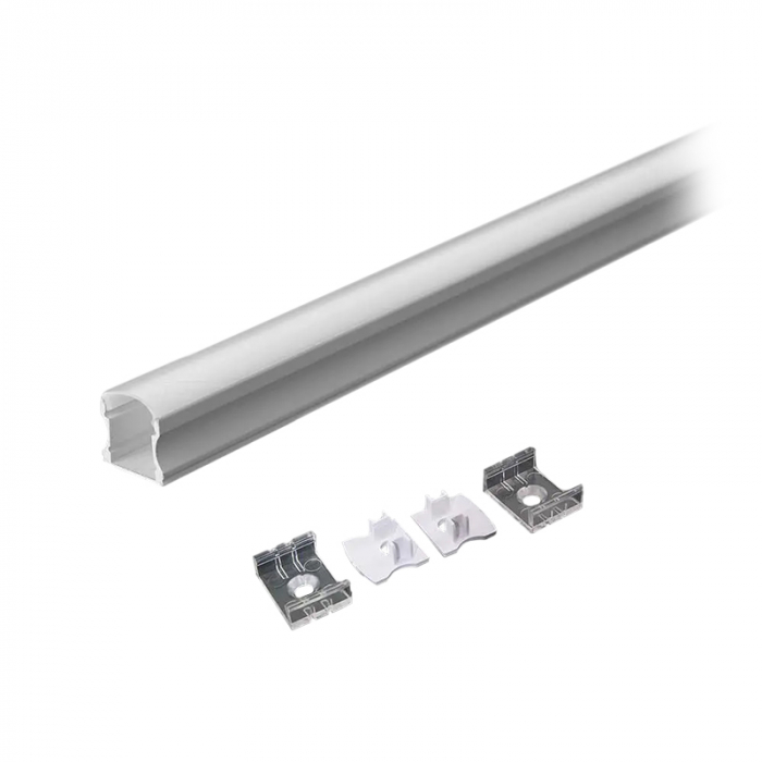 Profil Aluminiu Aplicat pentru Bandă LED, 2m, 17.2mm x 15.5mm, corp argintiu, capac mat, V-TAC, SKU-3366 [2]