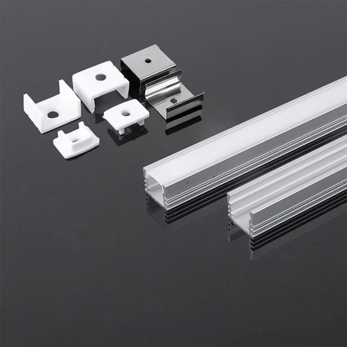 Profil Aluminiu aplicat pentru Bandă LED, 2m, 17.4mm x 12.1mm, capac mat, corp argintiu, V-TAC, SKU-3358 [3]
